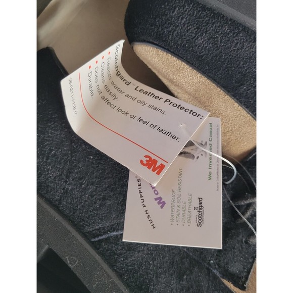 NWT Hush Puppies Big Boys 2.5M Leather Suede Black Taupe Dress Shoe Scotchguard - Picture 11 of 14